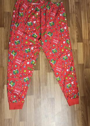 Піжамні штани новорічний принт грінч розмір 2xl