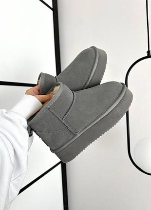 Ugg ultra mini platform grey suede / уггі сірі