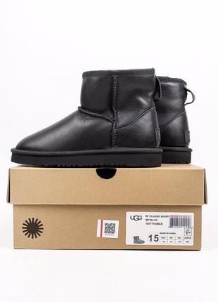 Детские угги ugg kids classic mini black leather