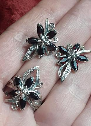 Комплект срібло гранат