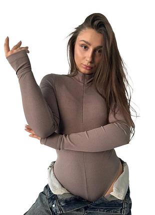 Боди на замочке every классический боди в рубчик с длинным рукавом. размер:&nbsp;42-46, xs/m. цвет: черный, серый, кофе, белый.