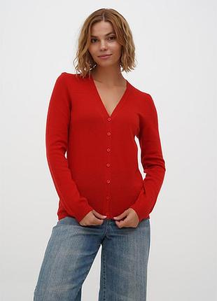 Жіночий яскравий червоний кардиган на ґудзиках з бавовни