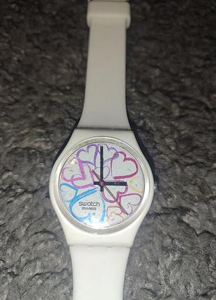 Продам swatch original gent "сердечка" (white hearts)