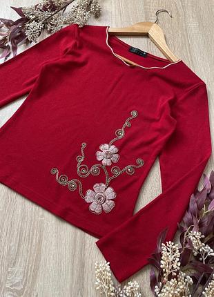 Кофта блузка тепла з нашивкою вишивкою аплікацією