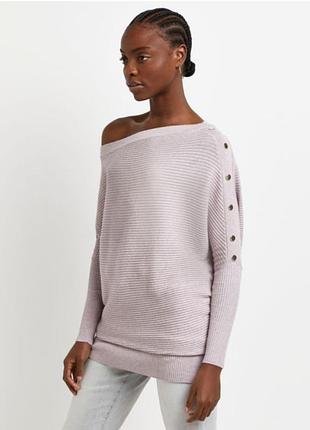 Женский пудровый свитер river island с вырезом лодочкой