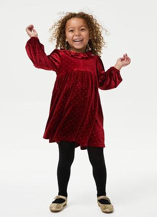 Нарядное бархатное бордовое платье с блестками на 2-3 года