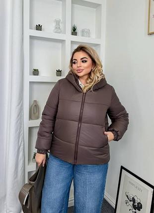 Куртка из плащевки, синтепон 200, подкладка. цвета: черный, светлый беж, шоколад, морская волна. размеры: 48-50: 52-54; 56-58; 60-62.