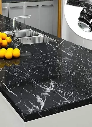 Пленка декоративная самоклеящаяся 3м на 60см черный мрамор защитная наклейка на мебель