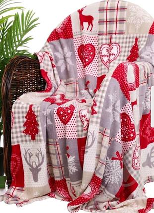 Плед с новогодним принтом. 180*200