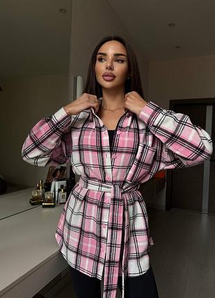 Рубашка удлиненная с поясом | nao. 1074