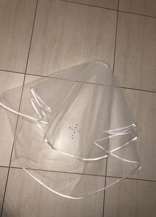 Фата причастя  весілля коротка  з хрестиком