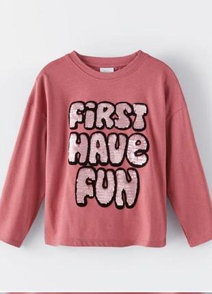 Кофта реглан лонгслив zara для девочки