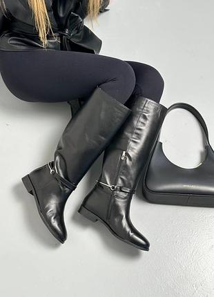 Сапоги женские черные демисезонные натуральная кожа