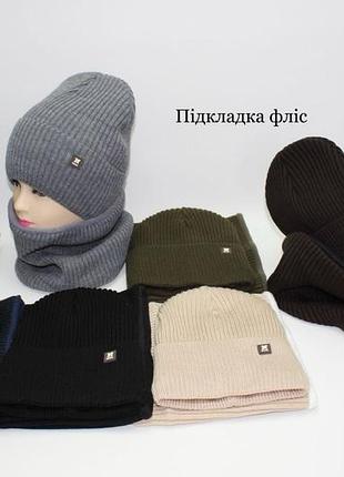 Шапка с хомутом 
вязаный набор на полном флисе
размер: 44-46.50-52 52-54см
