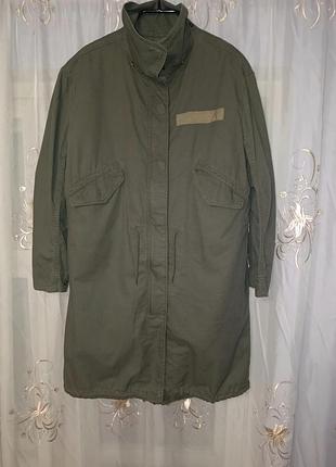 Тренч (плащ) середньої довжини кольору хакі