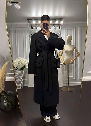 Пальто с поясом шерсть кашемир