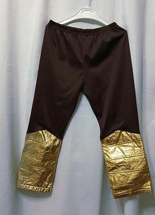 Коричневые карнавальные брюки с золотыми сапожками обманками на 5-6 лет, гладиатор, осенний месяц, орешек