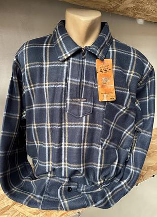 Тепла флісова сорочка 54 56 в клітинку з короткою блискавкою тепла рубашка чоловіча фліс осінь зима