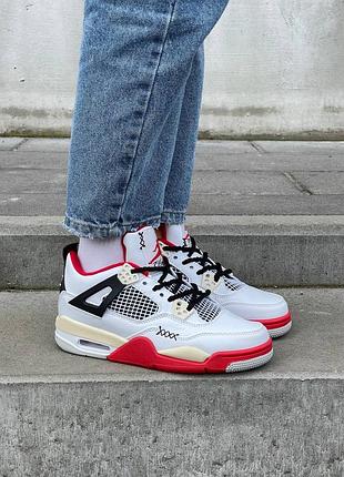 Женские кроссовки nike air jordan 4 chunky lace «white red’