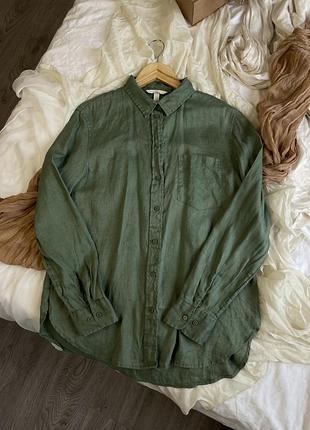 Лляна фісташкошова сорочка прямого крою