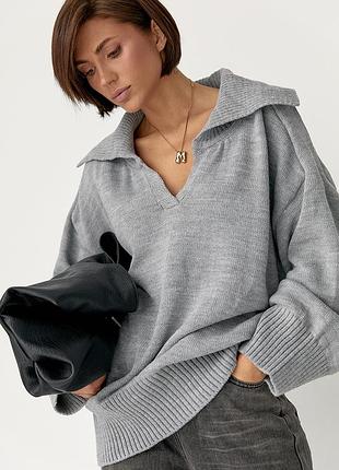 В'заний светр-поло вільного крою