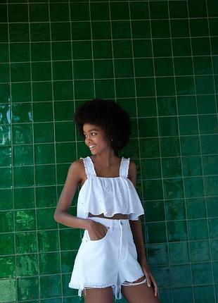 Новый кроп топ прошва zara openwork embroidered top - xxl