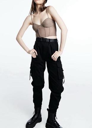 Штани карго чорні