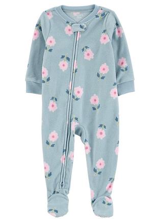Теплий флісовий чоловічок сліп піжама комбінезон carter’s картерс для дівчинки