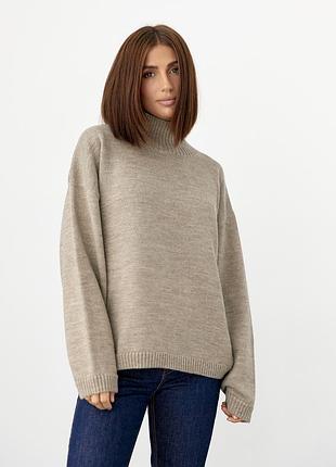 Светр з 100% преміальної вовни бежевого кольору вільного крою