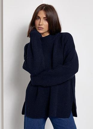 Темно синій светр з 100% преміальної вовни меріноса