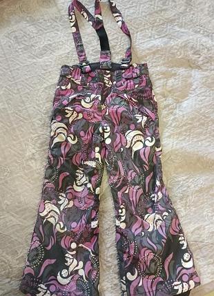 Дитячі гірськолижні штани на дівчинку, дитячі термоштани для дівчинки ,зимові теплі штани на дівчинку, напівкомбінезон дитячий на дівчинку