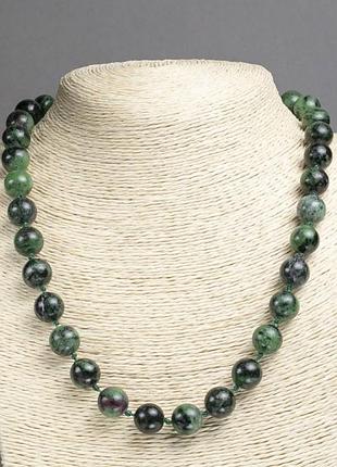 Ожерелье из натурального камня цезит гладкий шарик