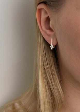 Оплата 100%🇺🇦 серьги серебро 925пробы золото 375пробы пластины, куб.цирконии 1551.50