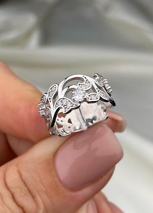 Оплата 100%🇺🇦 кольцо срібло 925проби + родій, цирконії 0809.10р