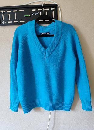 Теплый голубой пуловер оверсайз fb