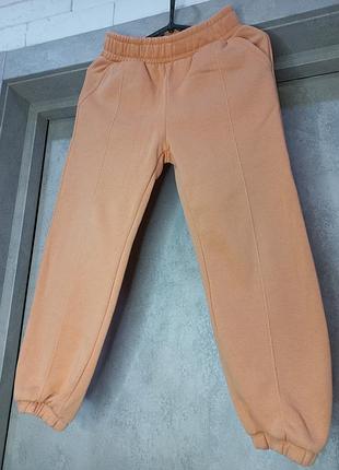 Теплые, портящие брюки, фирменные, штаны, на флисе, унисекс, для детей, 5-6 лет