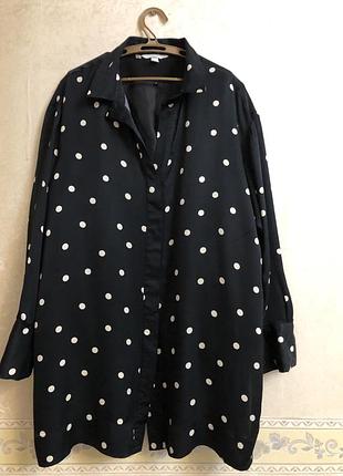 Блузка с длинным рукавом zara, размир l, модный вызерунок горох, черного цвета
