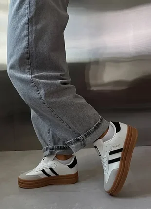 Кроссовки на платформе кожаные running