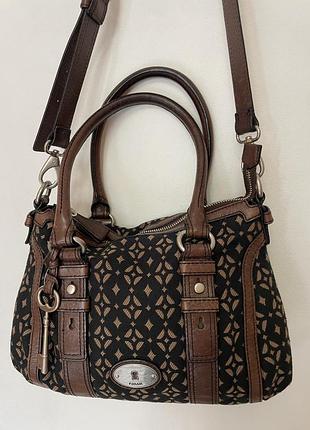 Стильная сумка текстиль и кожа