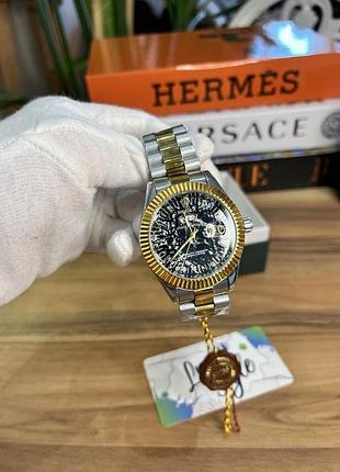 Брендовые наручные часы унисекс rolex golden black marble скидка