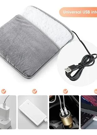 Портативная фланелевая грелка для ног с электрическим подогревом foot warmer xl-997 коврик с usb подогревом