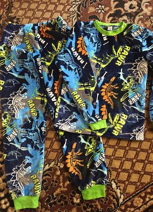 Теплящая махровая пижама 128