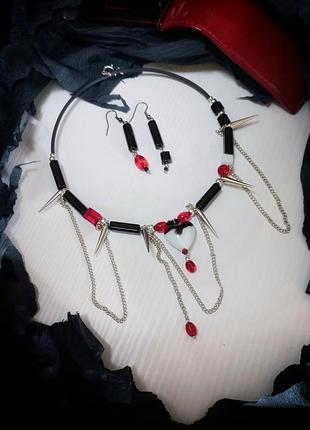 Готический чокер ручной работы с шипами на хелловин для фотосессий