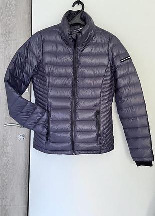 Куртка пухова жіноча dkny спортивна повсякденна фіолетово-сірого кольору/xs s m