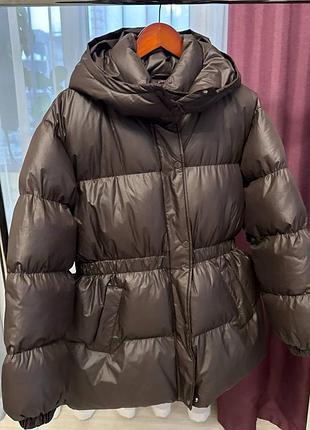 Модный пуфер на эко пуховую куртка пуховик женская