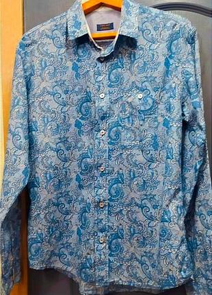 Чоловіча сорочка з блакитним принтом, zara
