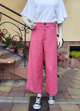 💗 широкие розовые брюки zara 💗 размер l
