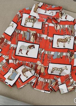 Сорочка, блузка з принтом коней