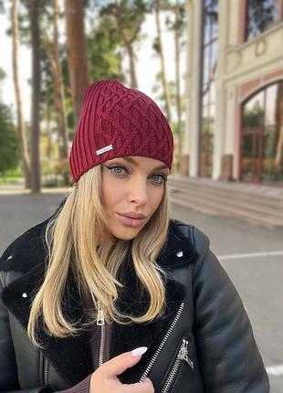 Бордловая черная сиреневая фиолетовая серая коричневая мокко графит женская шапка без отворота