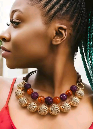 Ожерелье колье, богемное, объемное, акцентное, слои, пули